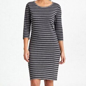 Old Navy Black and Gray Striped 3/4 Sleeve Bodycon Dress
